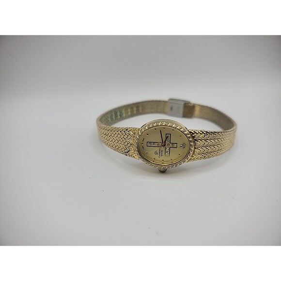 Vintage Sarah Coventry Wristwatch Watch Gold Tone Cross Crystals Jewelry main image 13